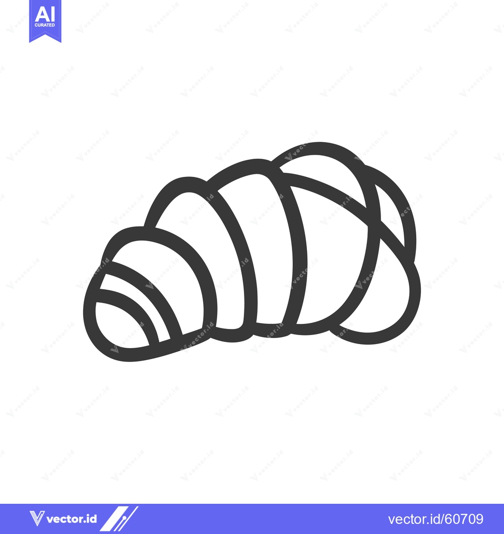 Premium Vector dari Line drawing of a crescent roll pastry