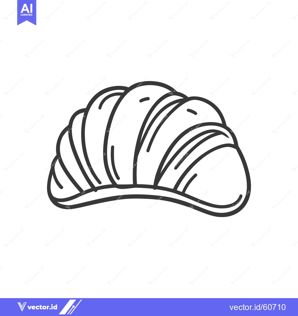 Premium Vector dari Line art drawing of a single croissant pastry