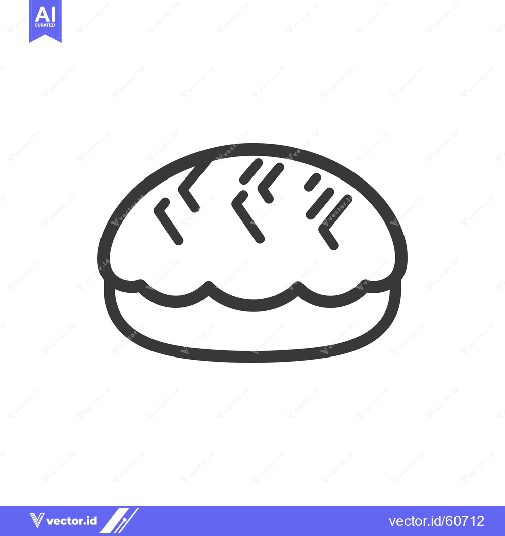 Premium Vector dari Line art illustration of a delicious round bread