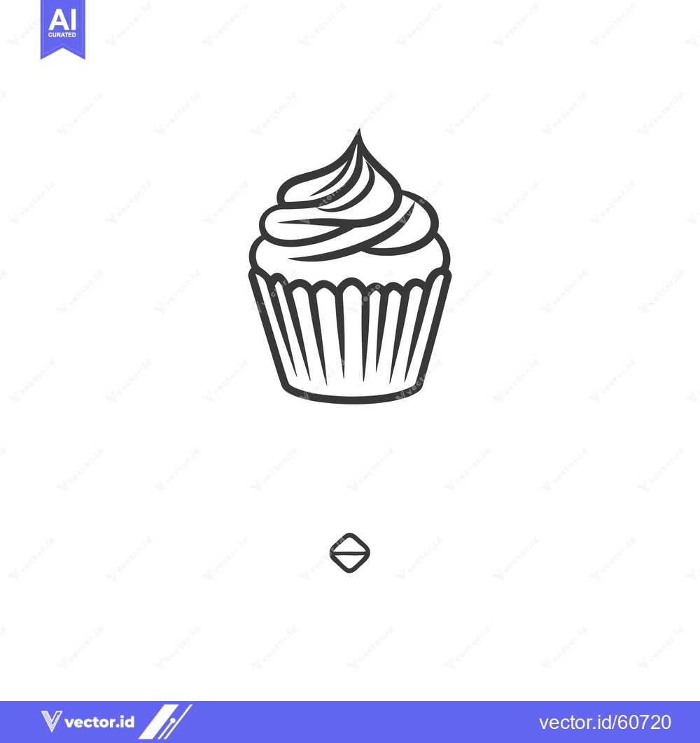 Premium Vector of A Simple Line Drawing Of A Delicious Cupcake