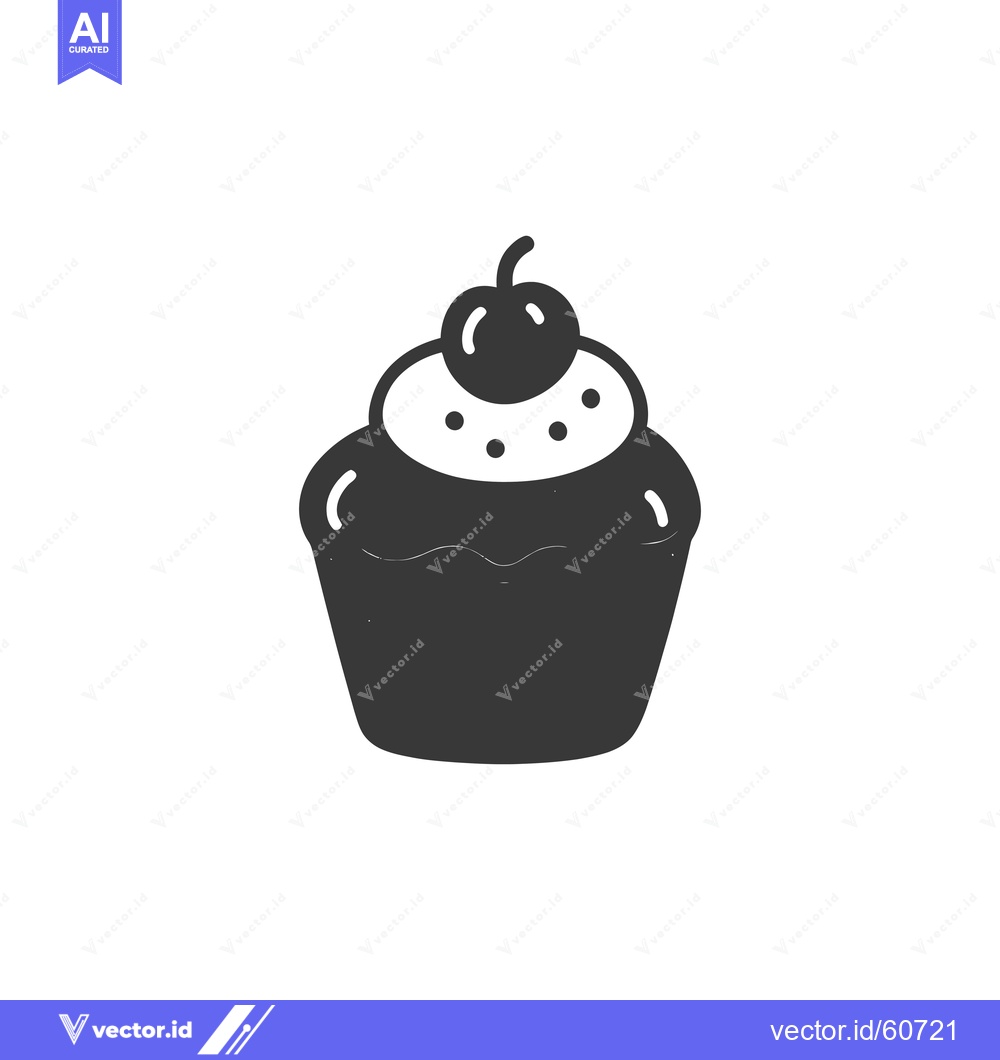 Premium Vector dari A Single Cherry Topped Cupcake Icon