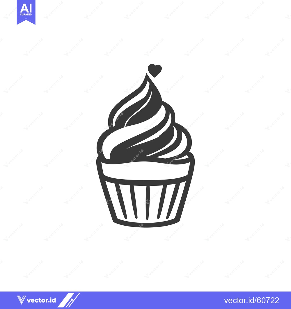Premium Vector dari A Swirled Cupcake Topped With A Small Heart