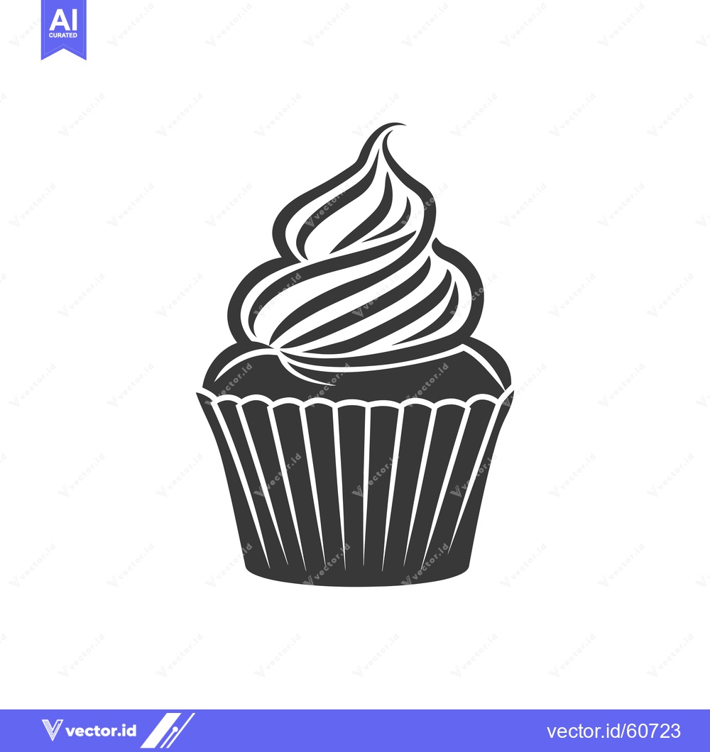 Premium Vector dari A single cupcake with swirled frosting is shown