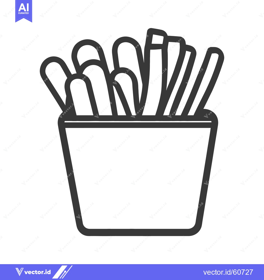 Premium Vector of French Fries in a Paper Carton Container