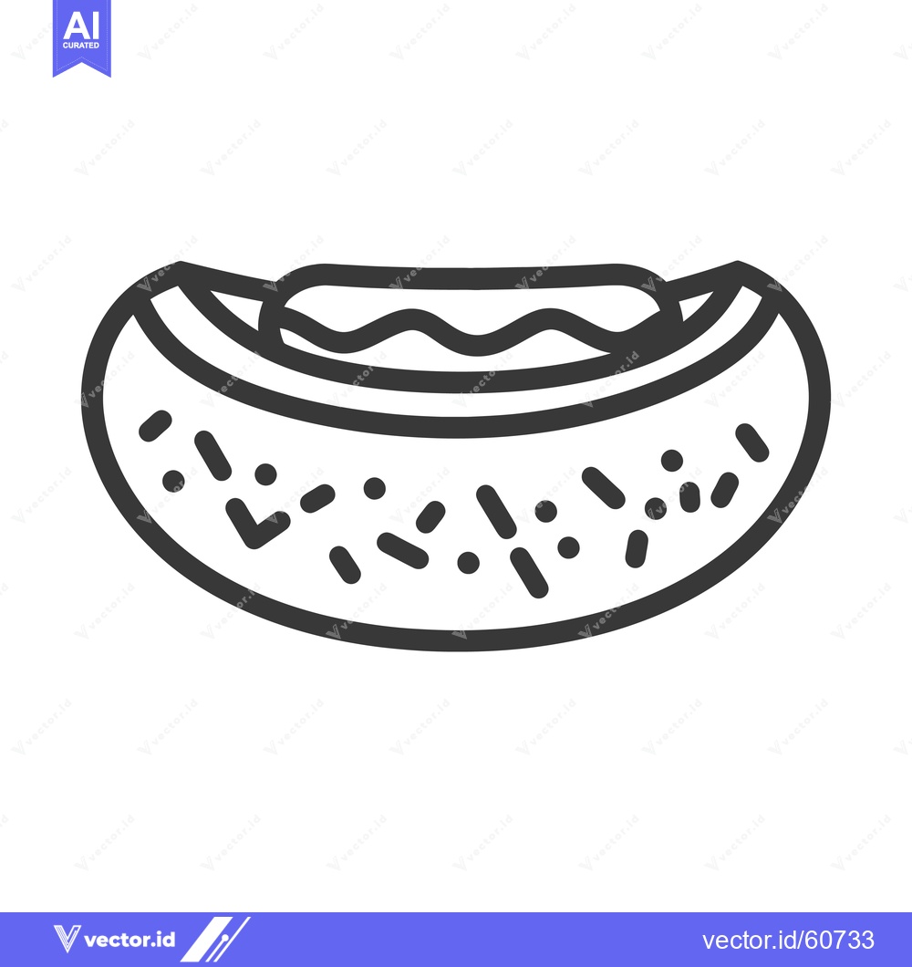 Premium Vector dari A Simple Line Drawing Of A Hot Dog In A Bun
