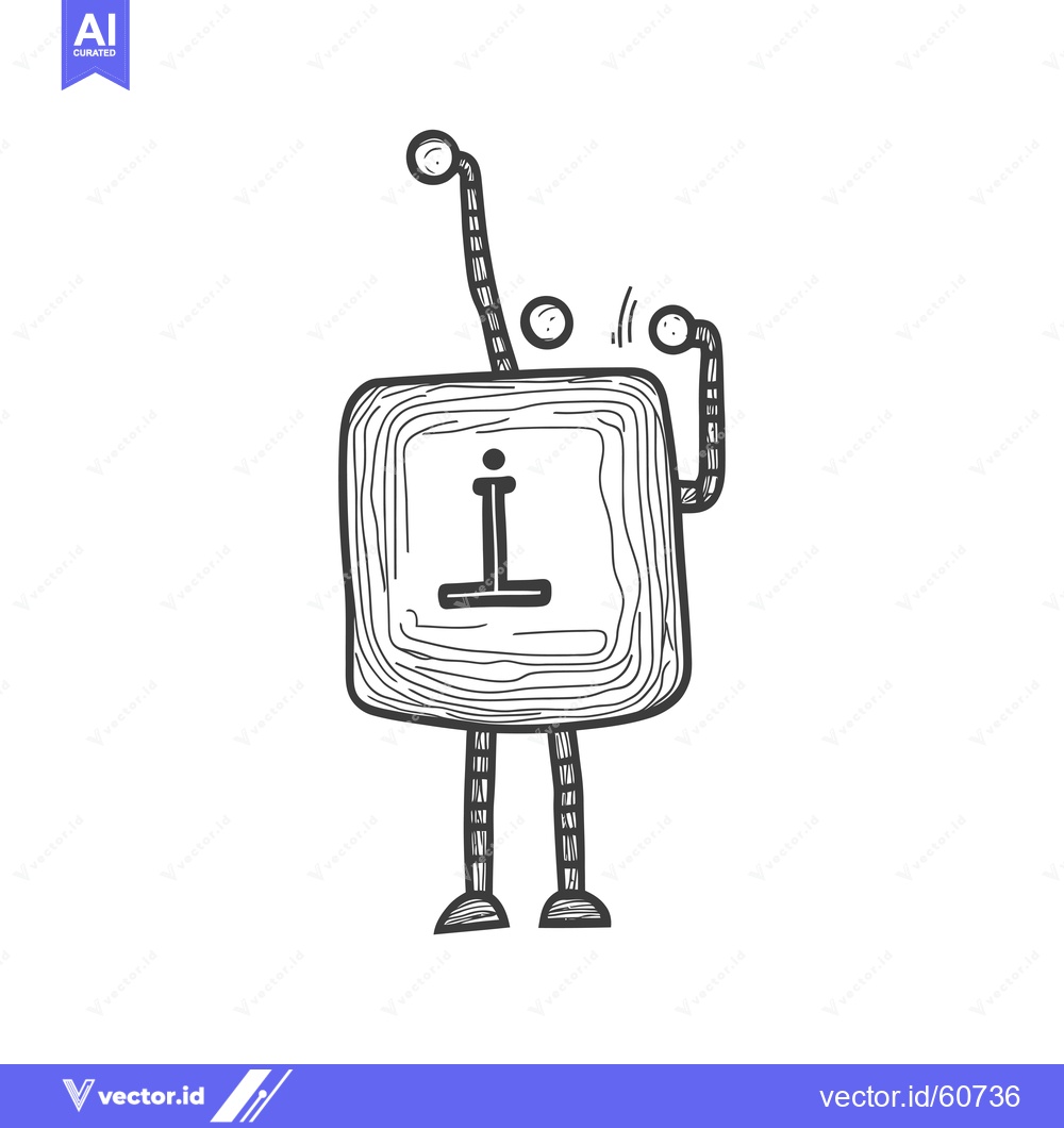 Premium Vector dari A Hand-Drawn Sketch of a Robot-Like Character Holding Balls
