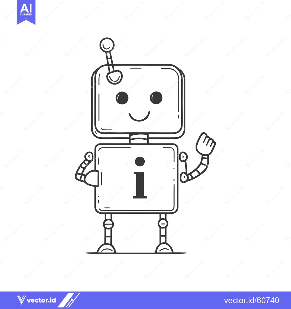 Premium Vector dari Cartoon Robot with Information Sign