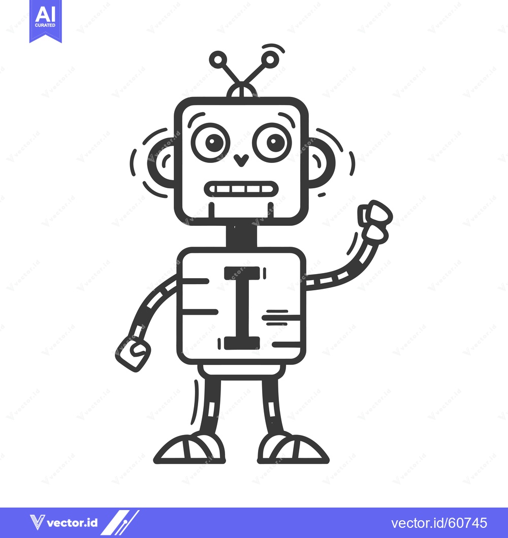 Premium Vector dari Cartoon robot with a letter "I" on its chest