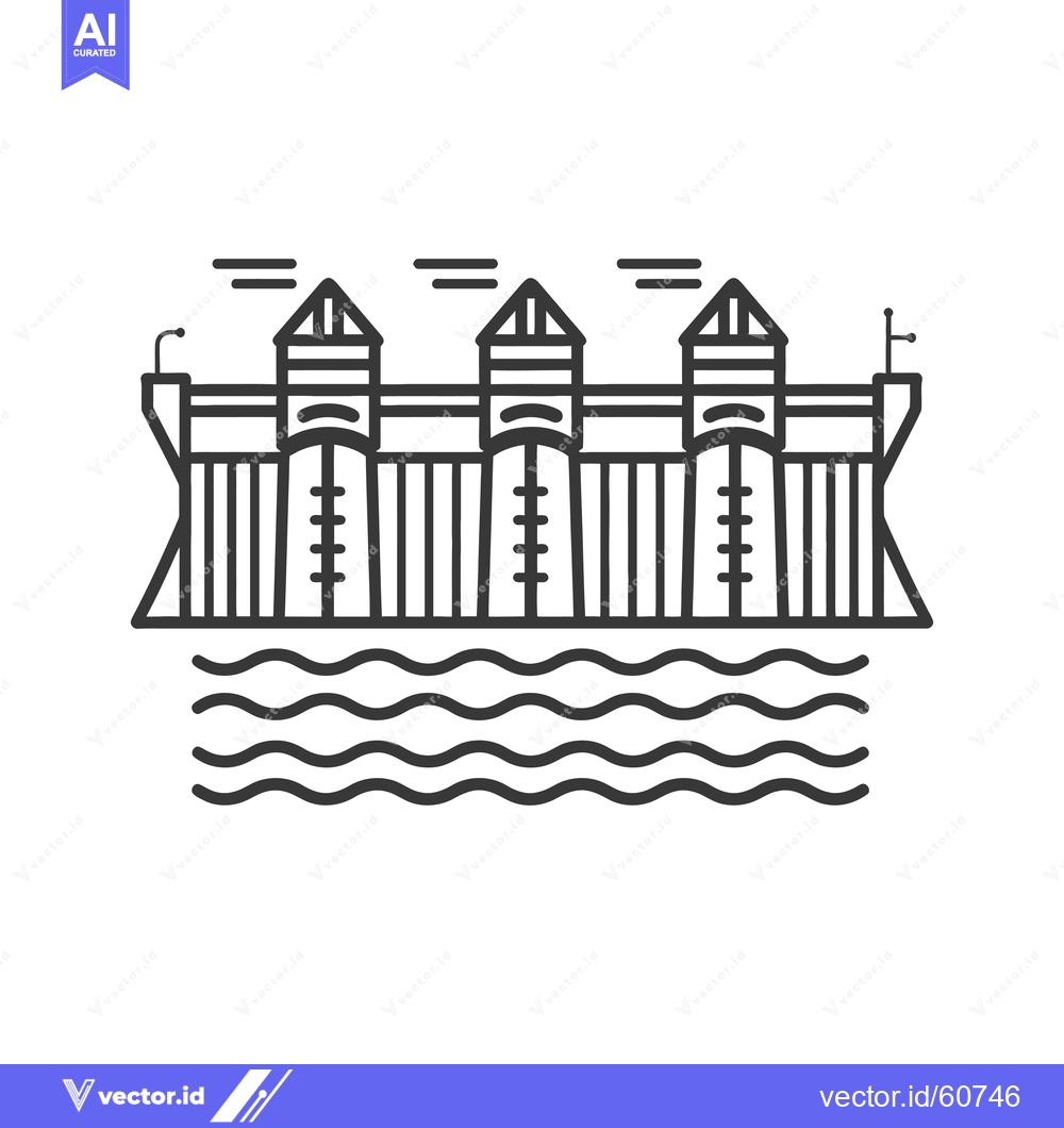 Premium Vector dari Hydroelectric Dam Structure With Three Towers Over Water