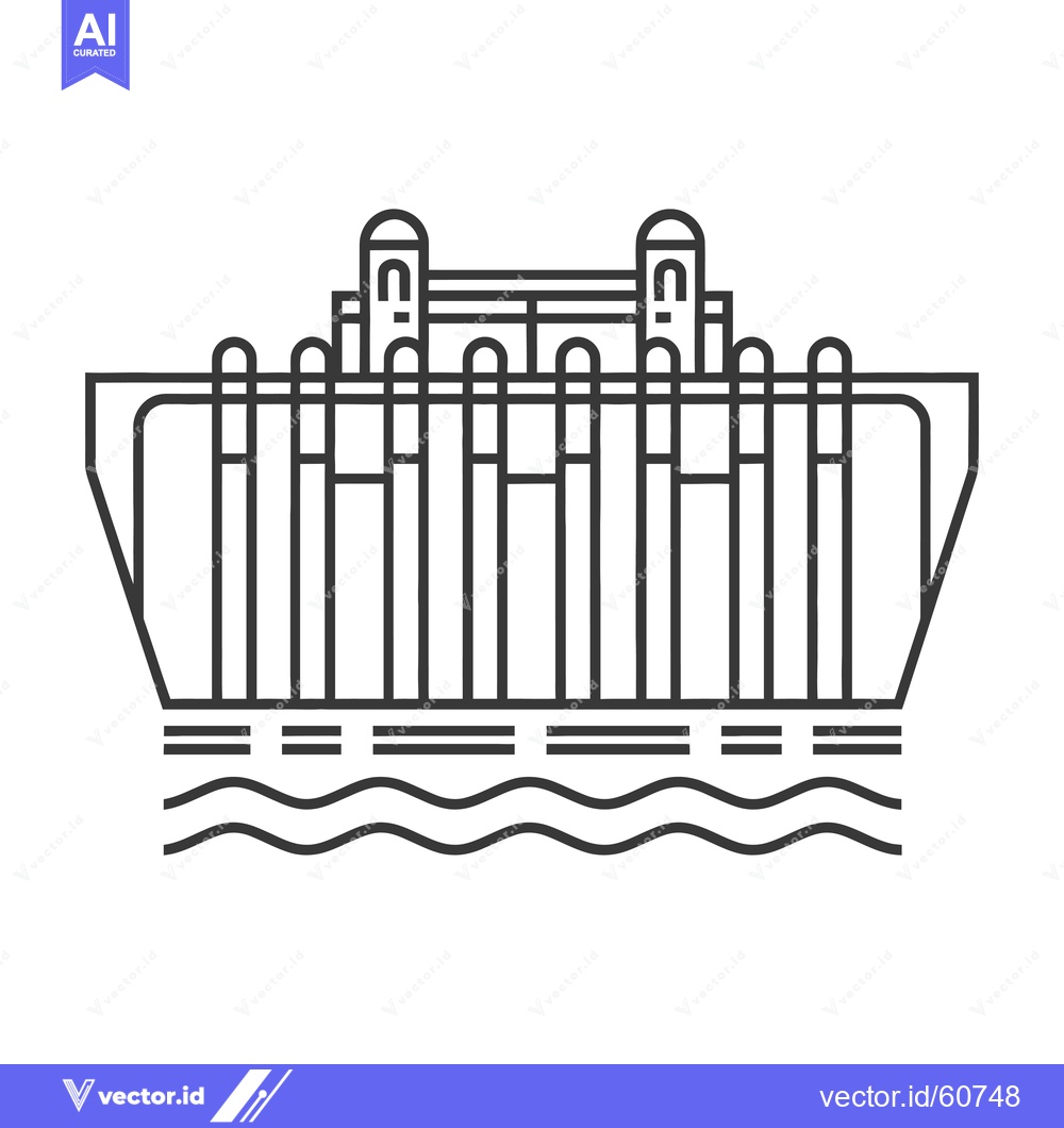 Premium Vector dari Line art illustration of a water dam structure