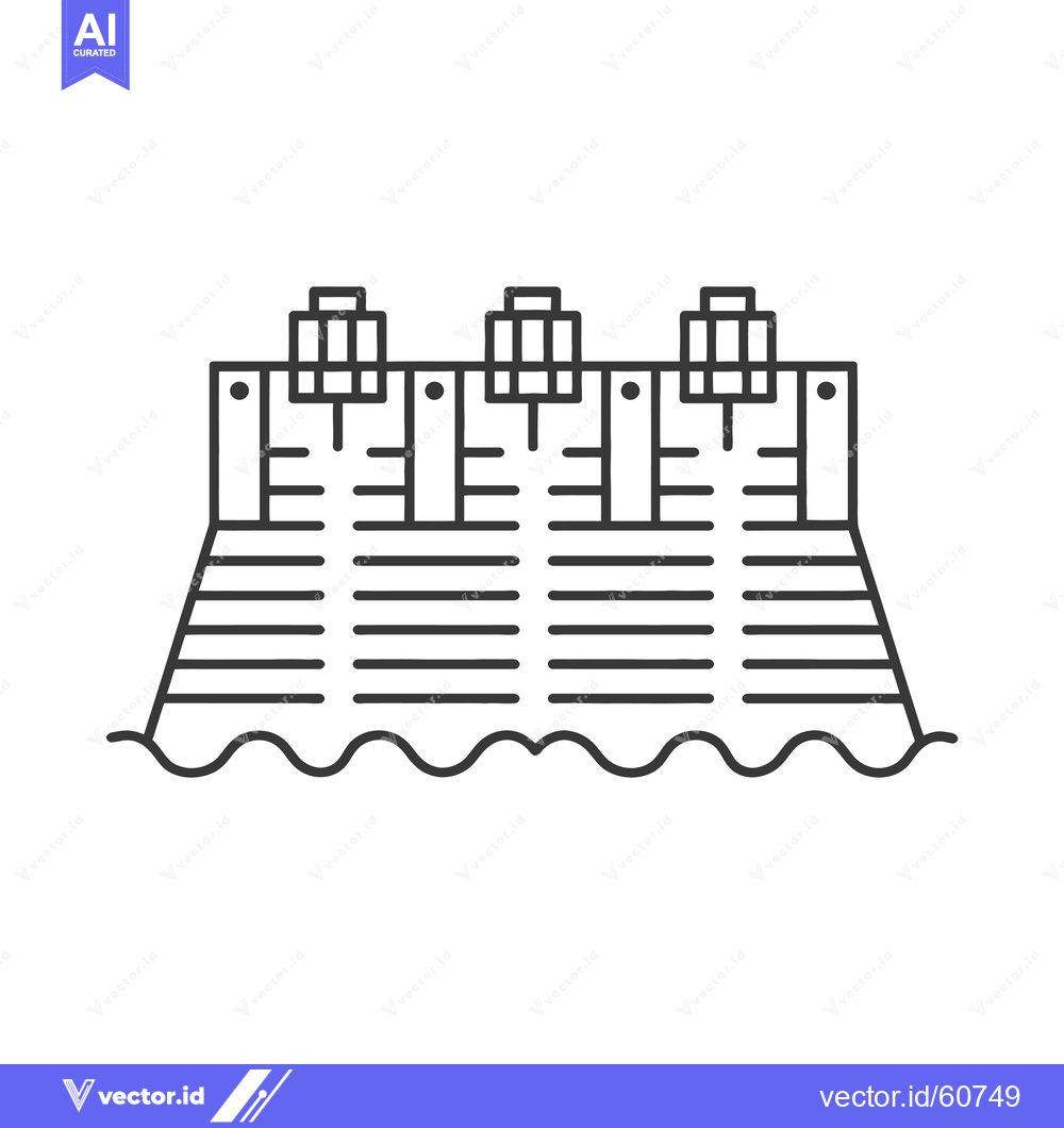 Premium Vector dari Line drawing of a tiered dam structure over water