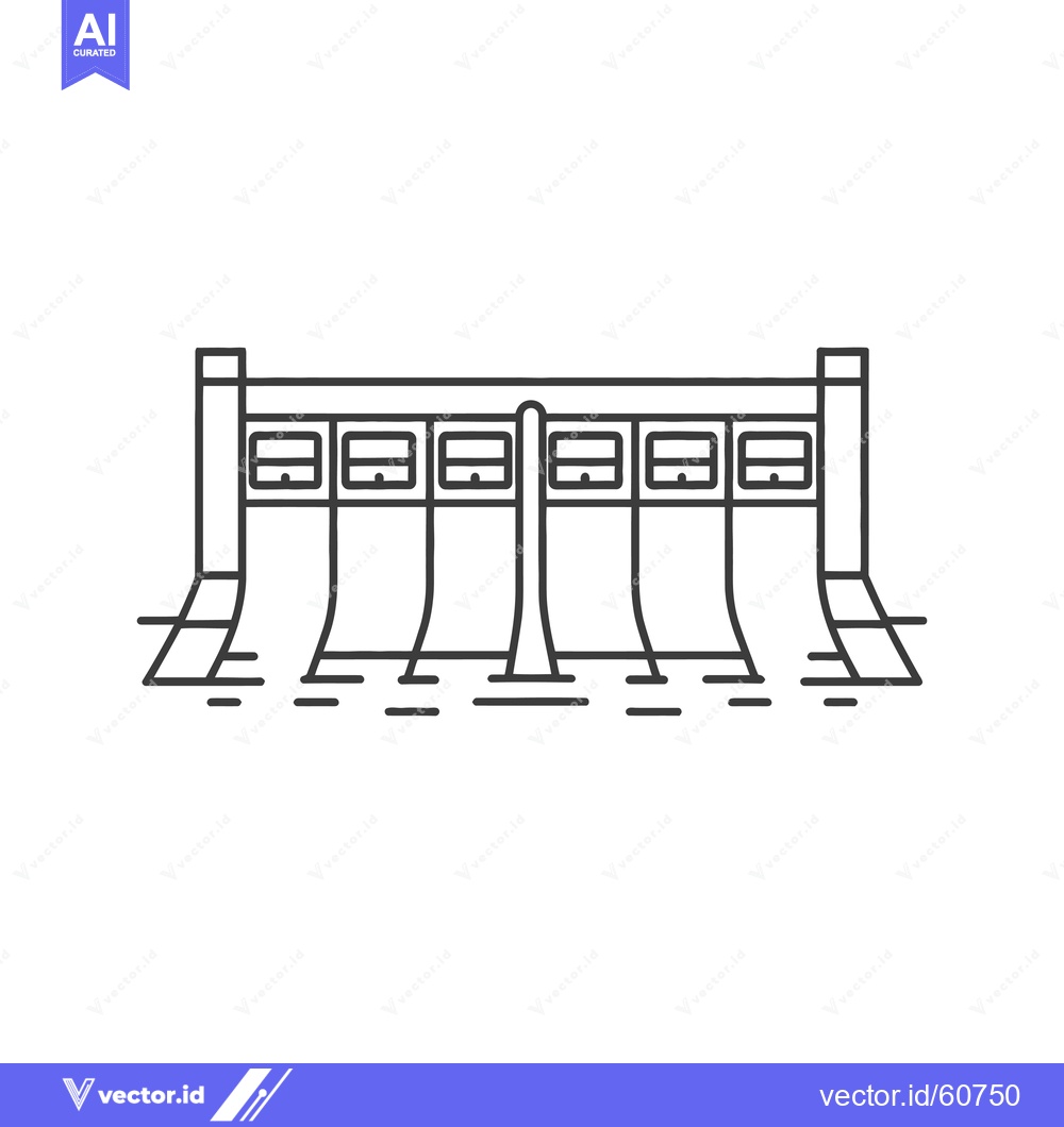 Premium Vector dari Line drawing of a dam with multiple spillways