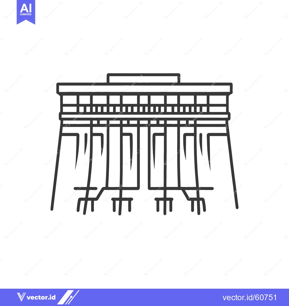 Premium Vector dari Line drawing of a hydroelectric dam structure