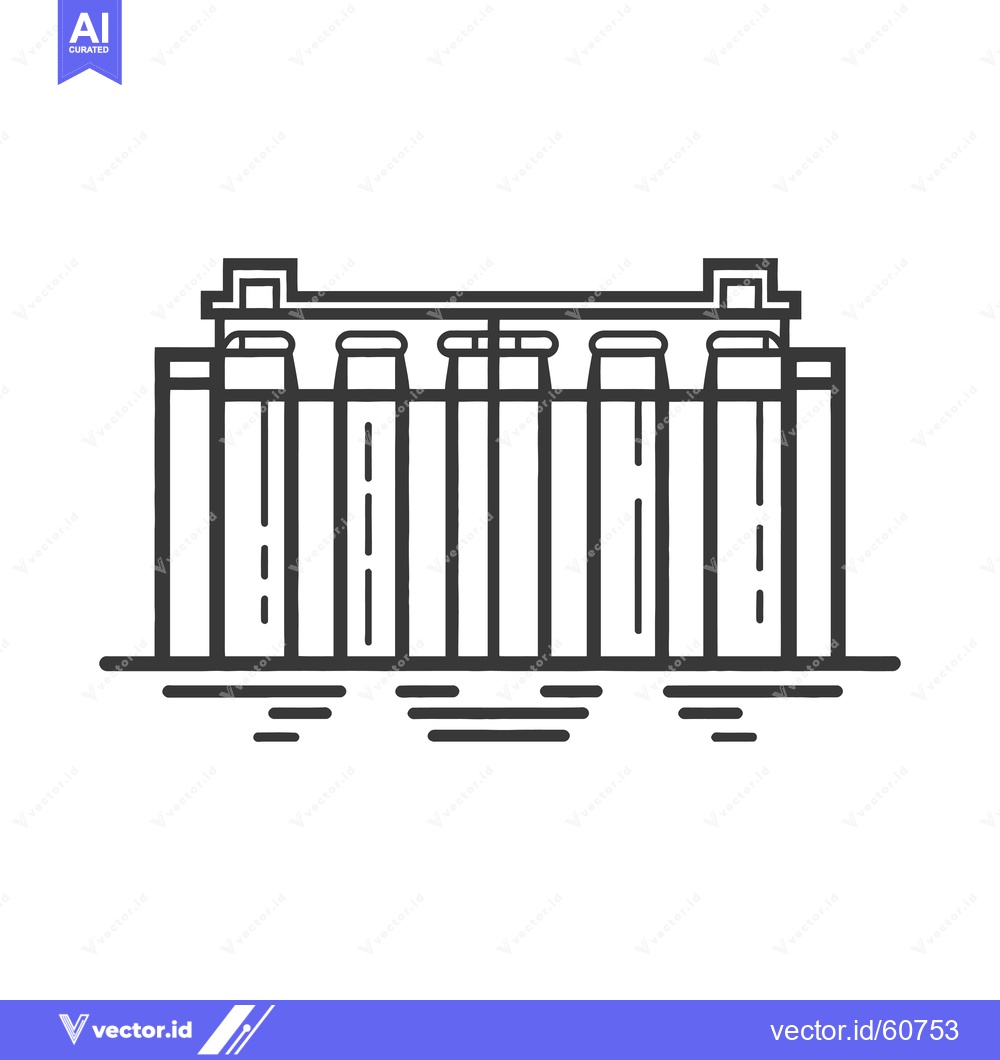 Premium Vector dari Line Drawing of a Multi Spout Dam Structure