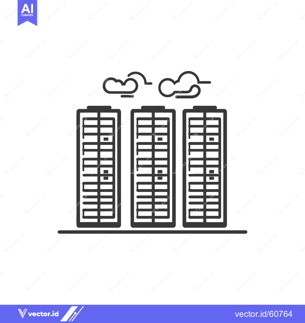 Premium Vector dari Three Tall Buildings Under a Cloudy Sky