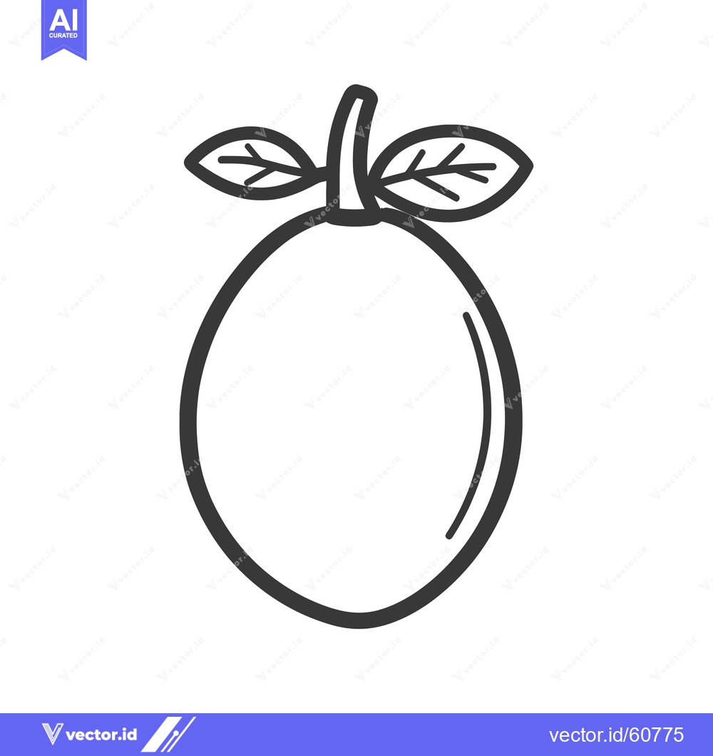 Premium Vector of Simple Line Drawing Of A Lemon With Leaves