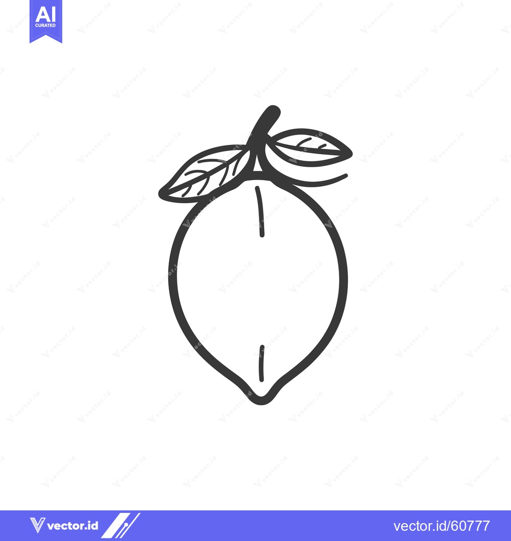 Premium Vector dari Simple Line Drawing Of A Lemon With Leaves