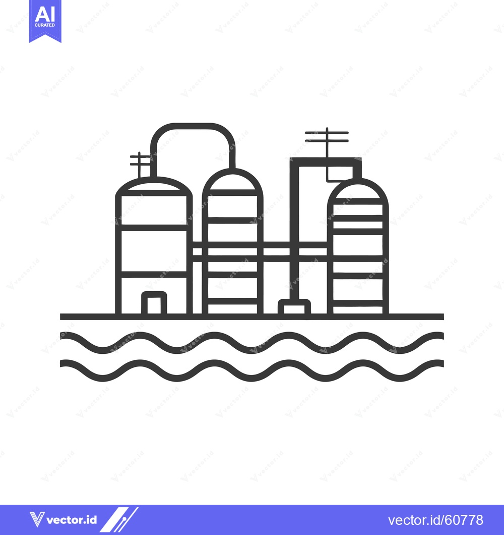 Premium Vector dari Offshore Industrial Plant with Storage Tanks