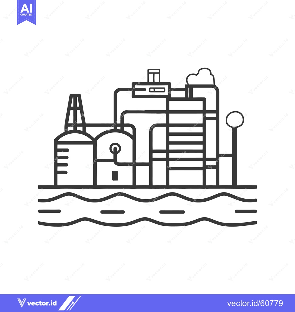 Premium Vector dari Industrial Refinery Complex Situated Beside Waterway
