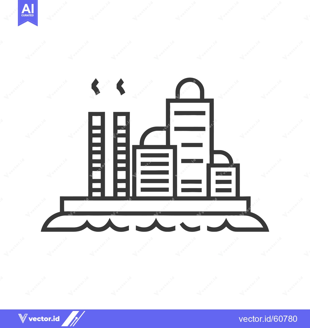 Premium Vector of Industrial Cityscape Situated on a Body of Water