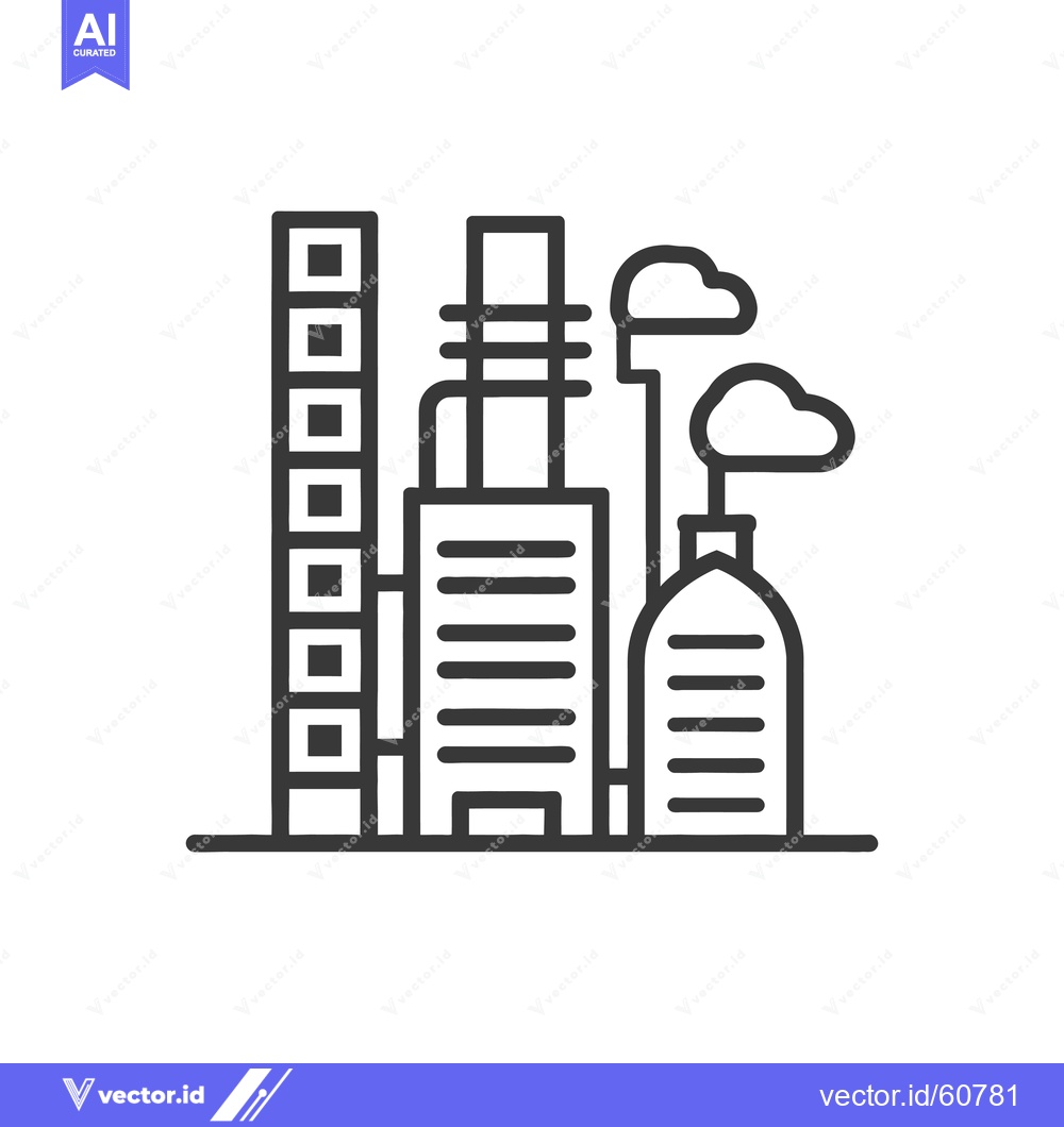 Premium Vector of Industrial Complex Cityscape Featuring Buildings and Smoke