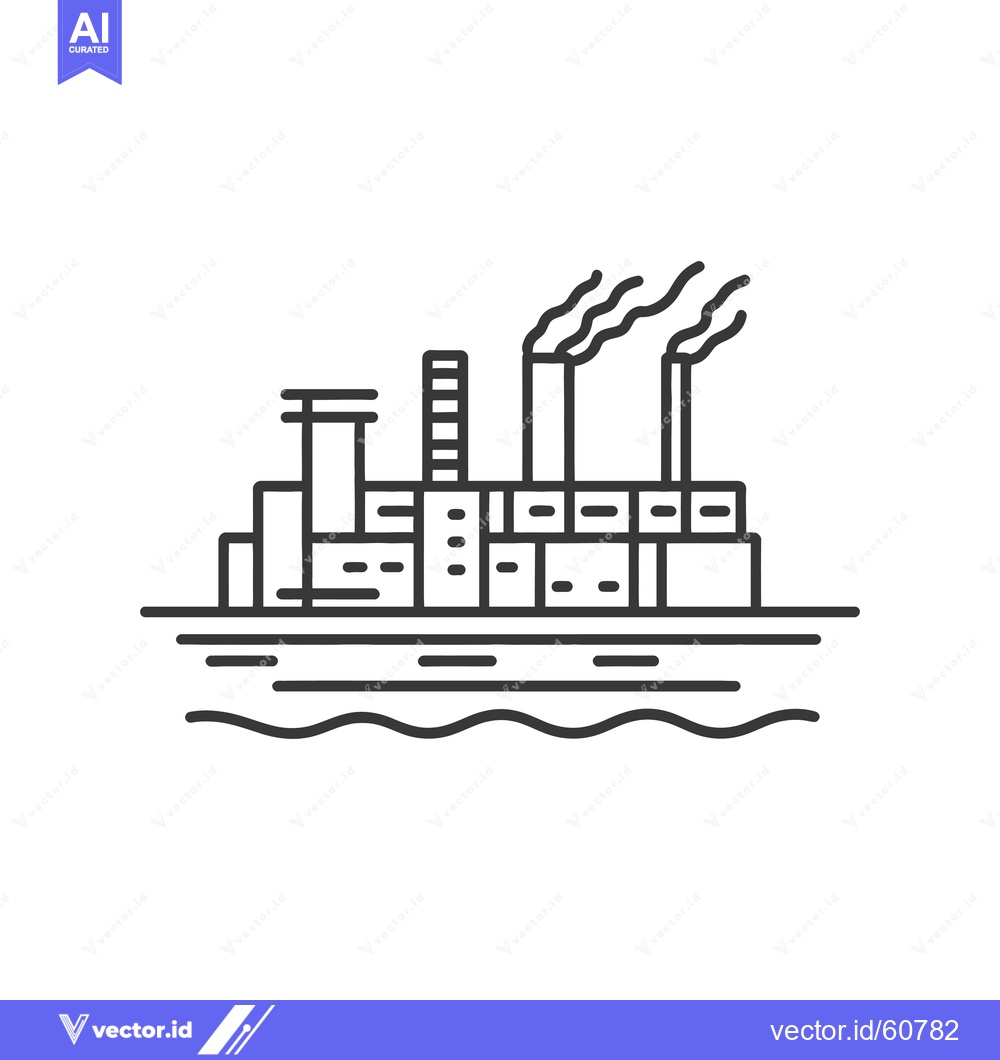 Premium Vector of Industrial Factory Building Situated Beside Water