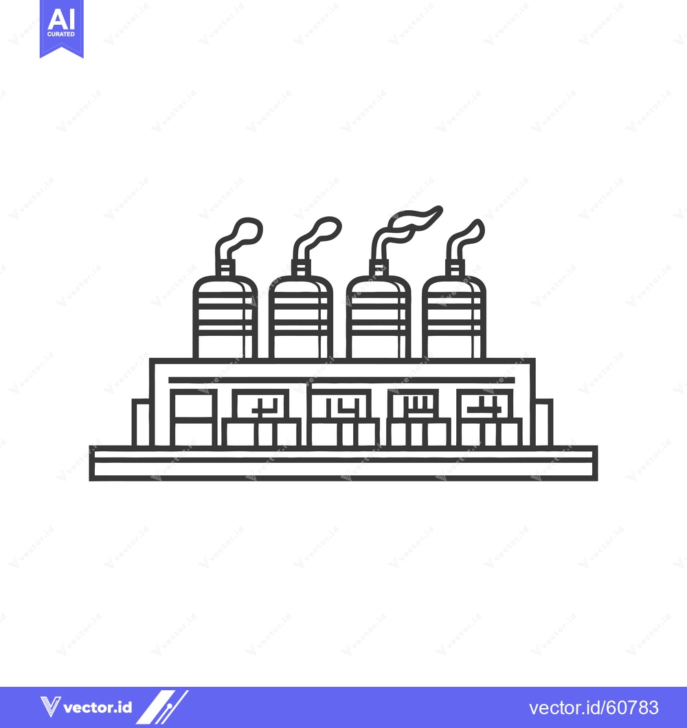 Premium Vector of Industrial Factory Building With Four Smokestacks