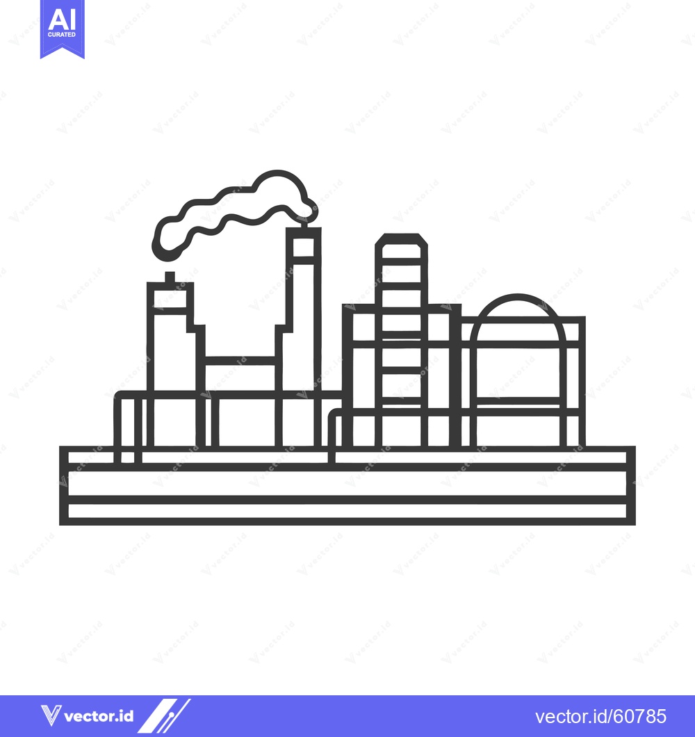 Premium Vector dari Industrial Complex Line Art Factory Building Illustration