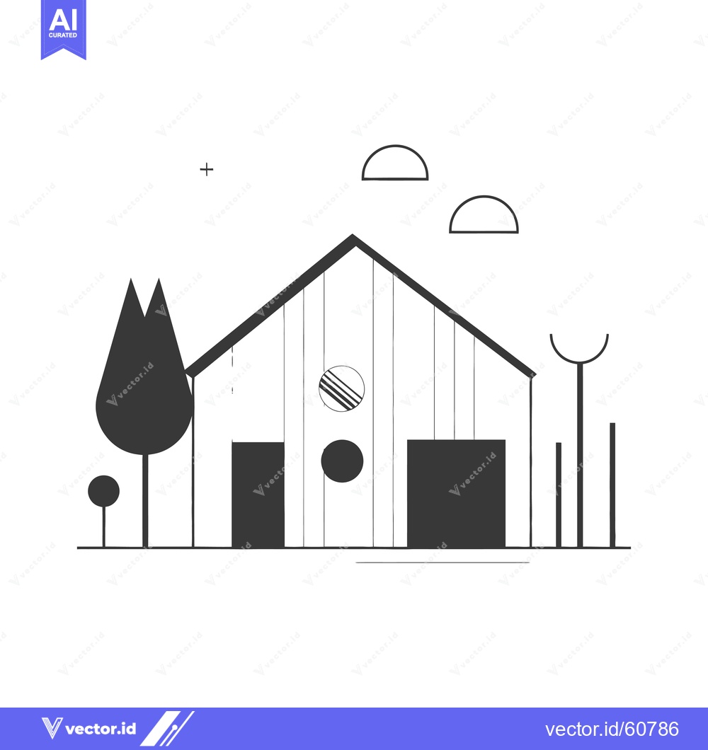 Premium Vector of Modern House Design Minimalist Architectural Illustration