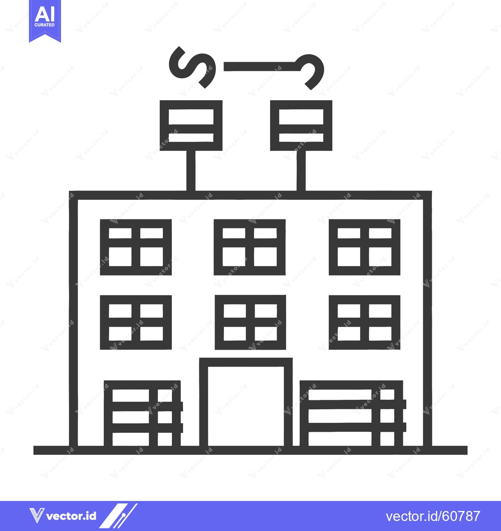 Premium Vector dari Line art illustration of a multistory building with solar panels