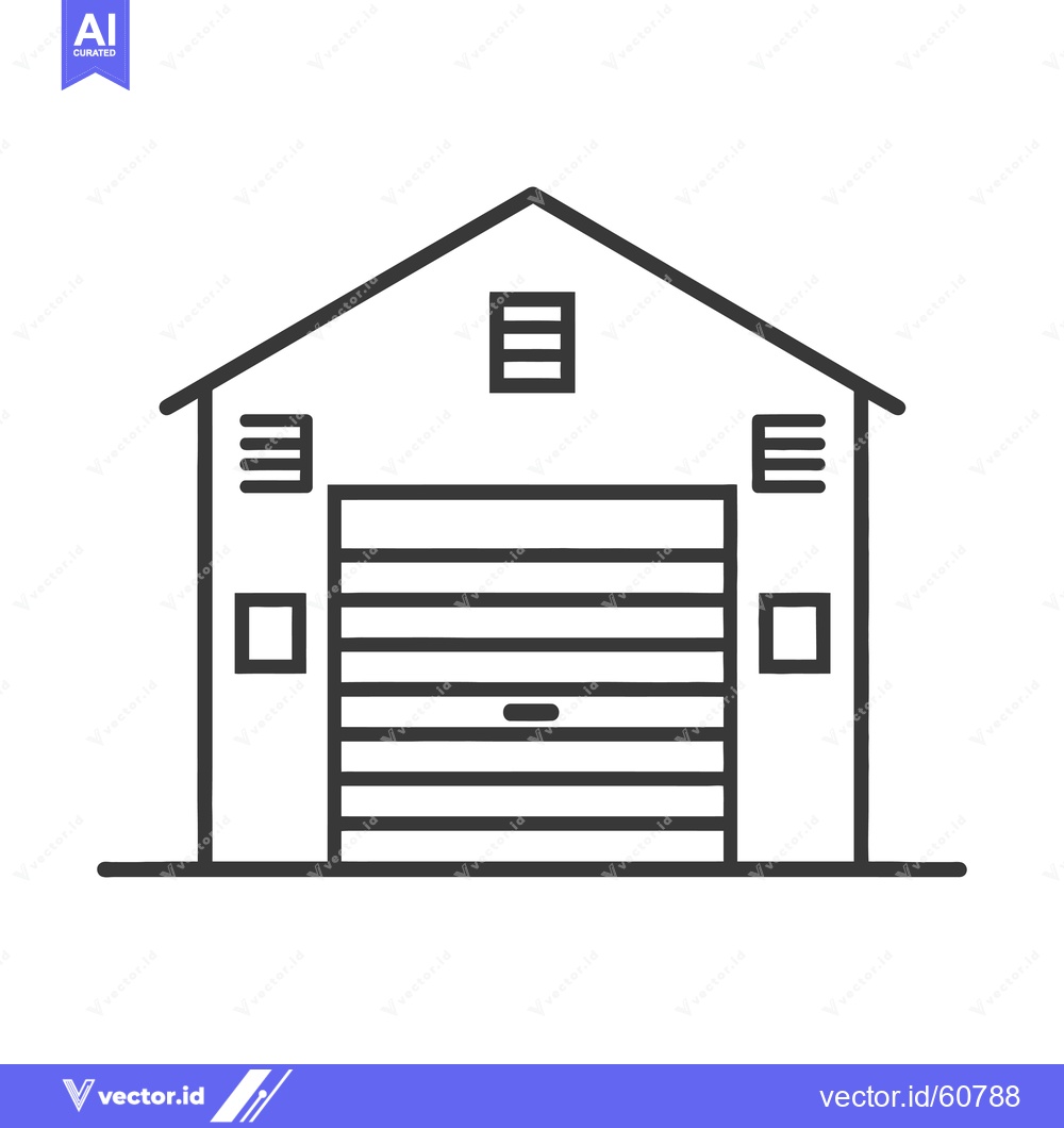 Premium Vector dari Simple Line Drawing of a Garage Building