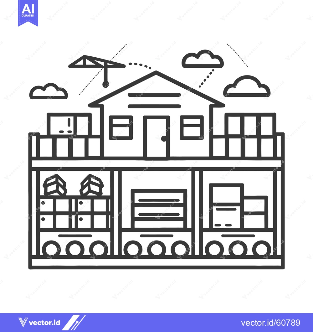 Premium Vector dari Automated Warehouse System with Crane and Packages