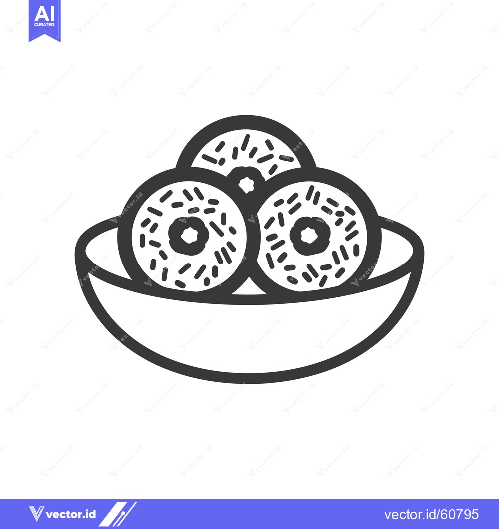 Premium Vector dari Three Sprinkled Donuts in a Bowl