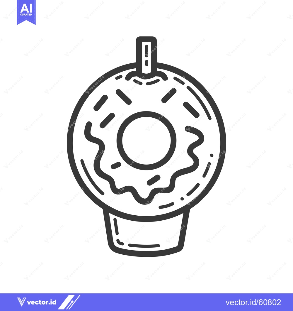 Premium Vector of A Donut With Straw In A Cup Graphic Design