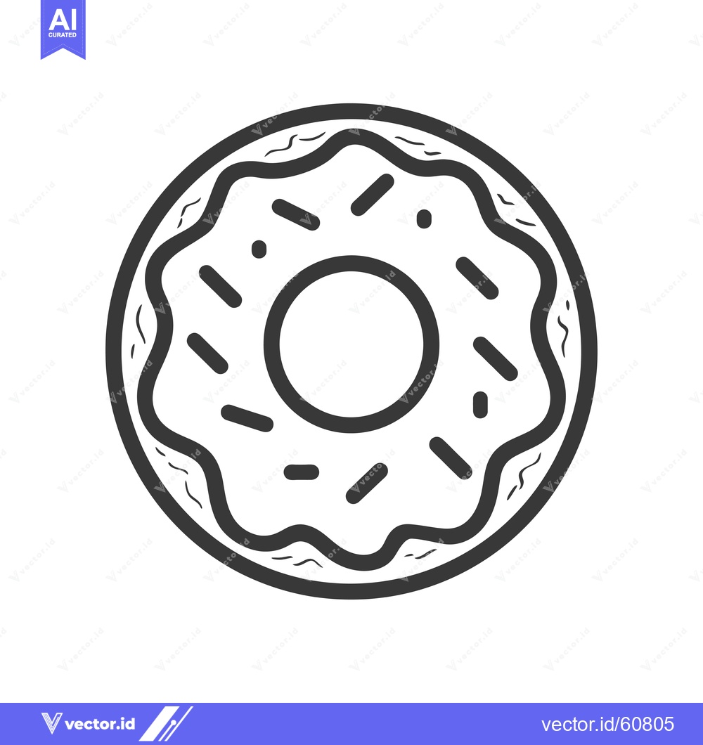 Premium Vector dari A Sprinkled Donut Icon Line Drawing Illustration