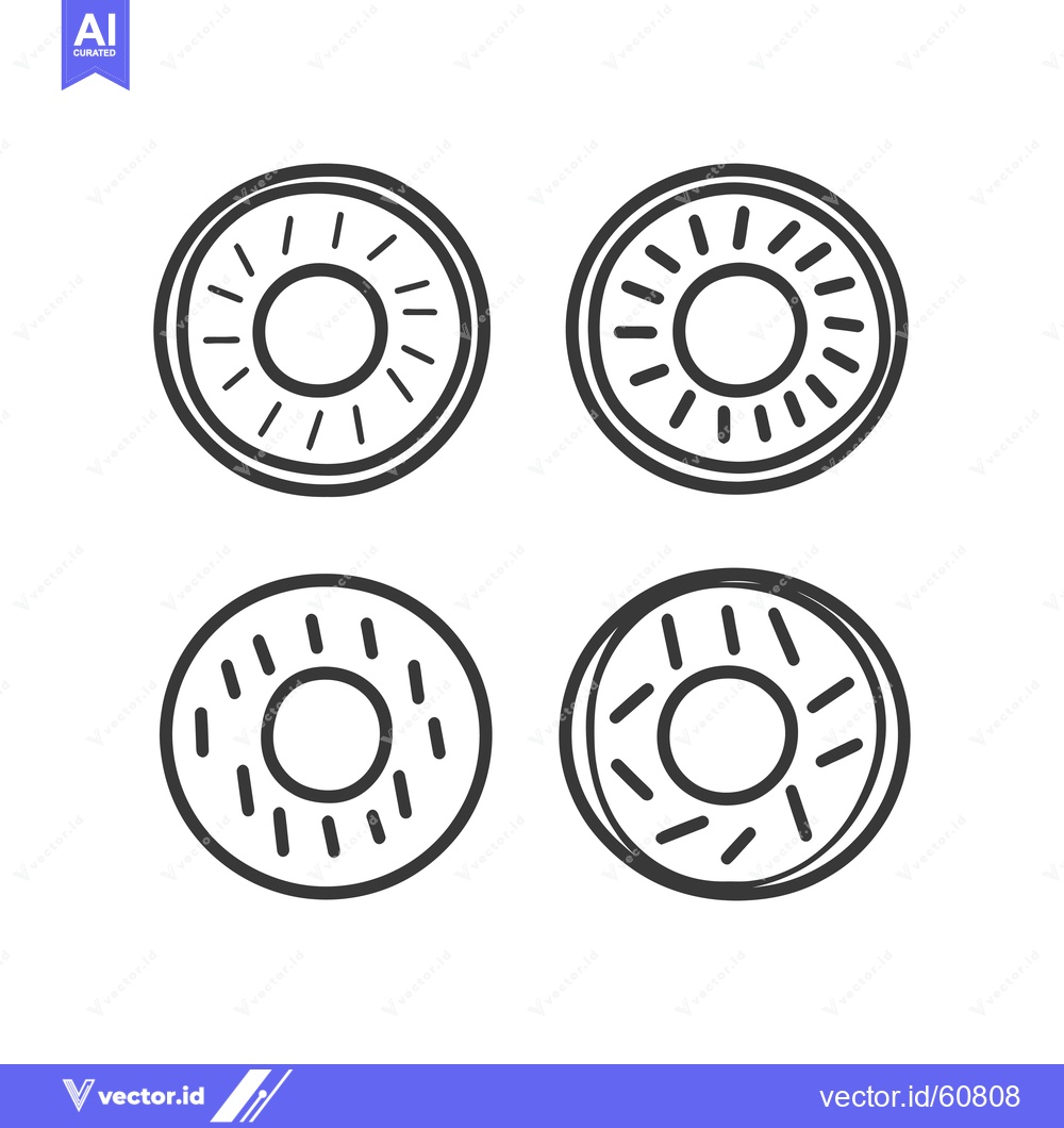 Premium Vector dari Four Simple Line Drawings of Kiwi Fruit Slices