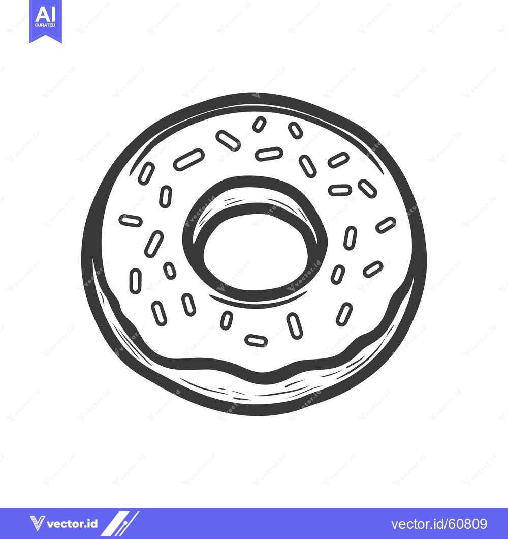 Premium Vector dari A Sprinkled Donut Illustration In Black And White
