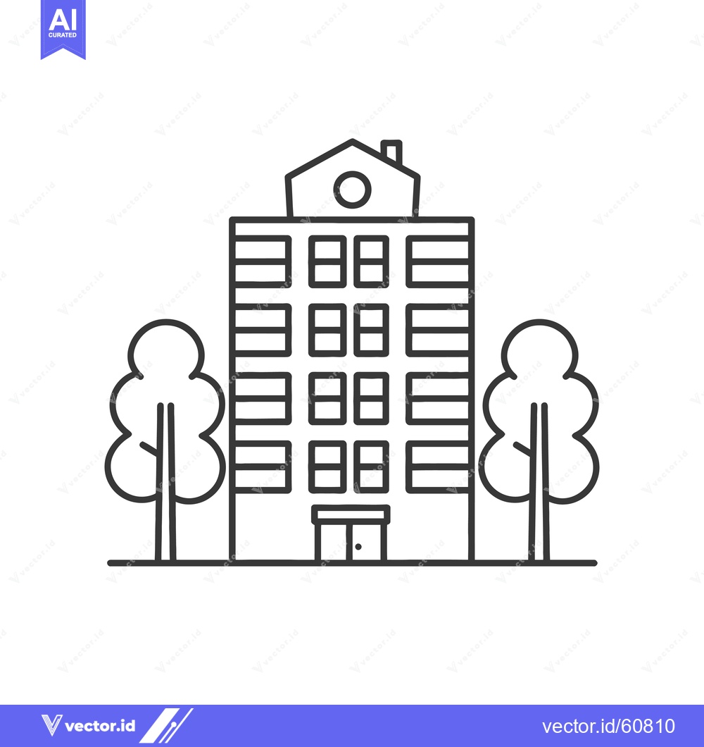 Premium Vector of Apartment Building with Two Trees in Front