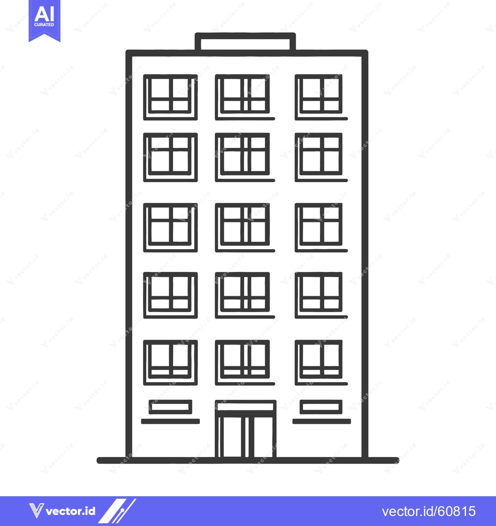 Premium Vector dari Simple Line Drawing Of A Multi Story Building