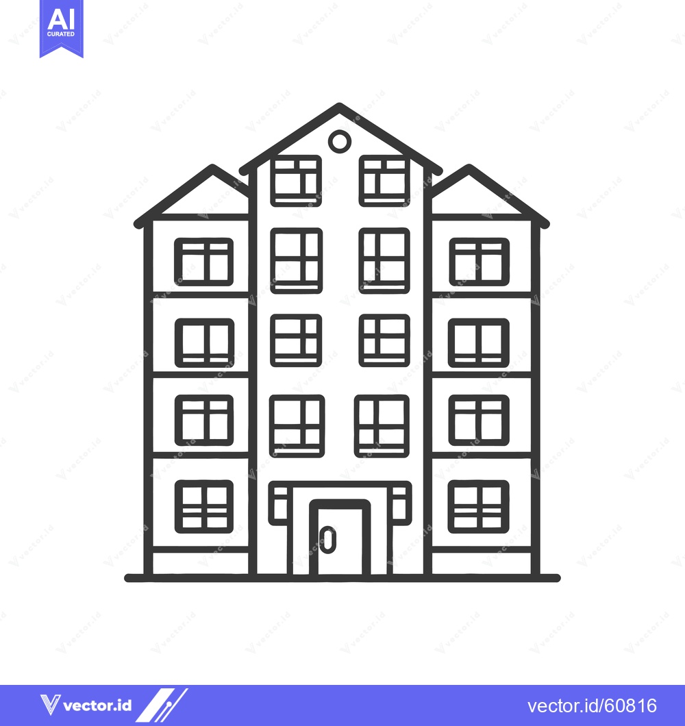 Premium Vector of Line drawing of a three story apartment building