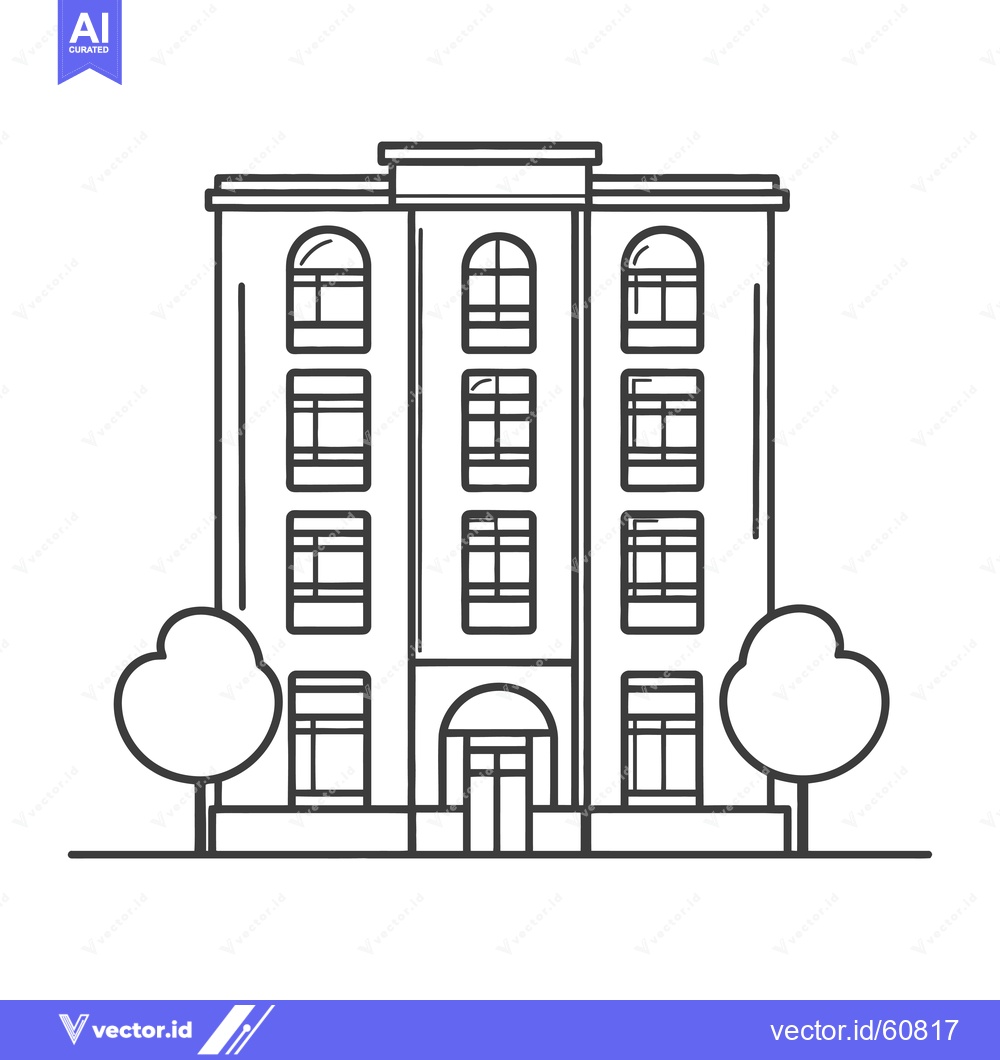 Premium Vector dari Apartment Building Illustration With Trees
