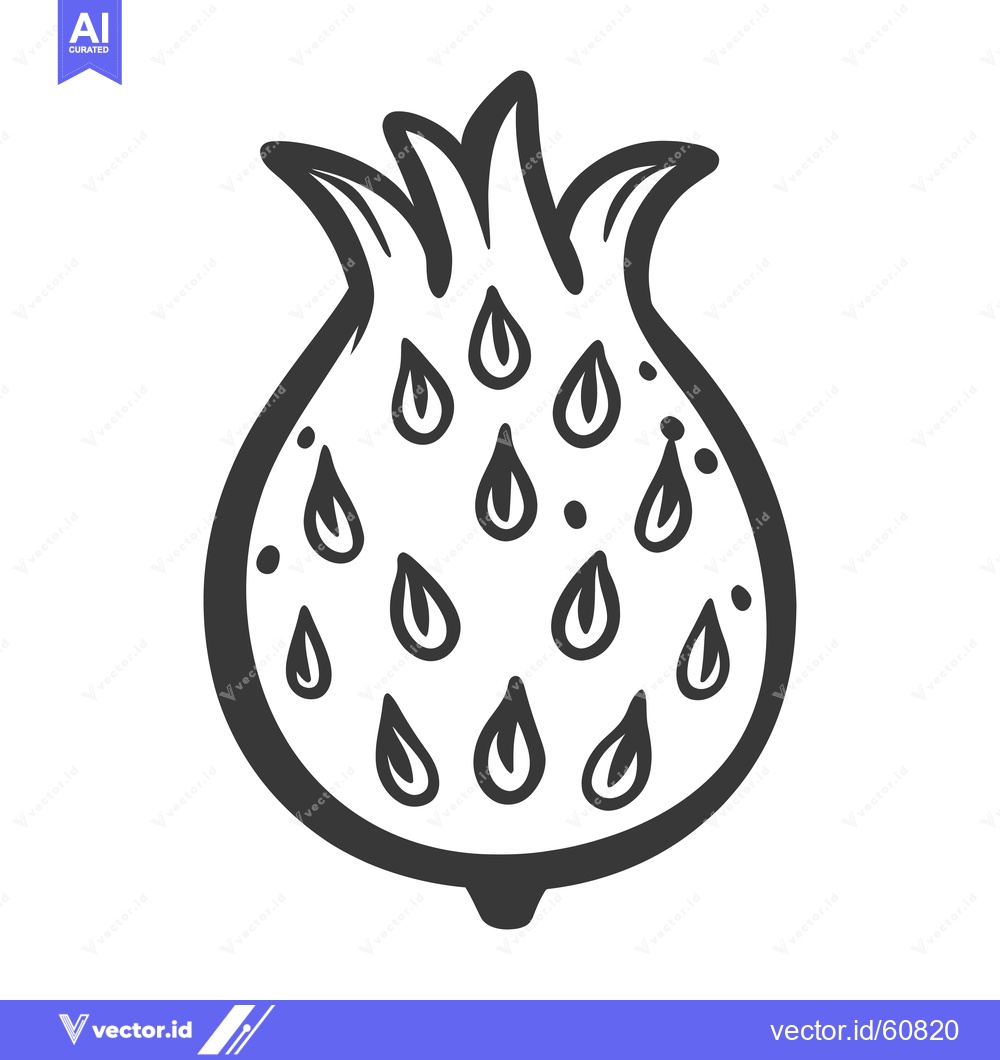 Premium Vector of A Simple Line Drawing Of A Pomegranate Fruit