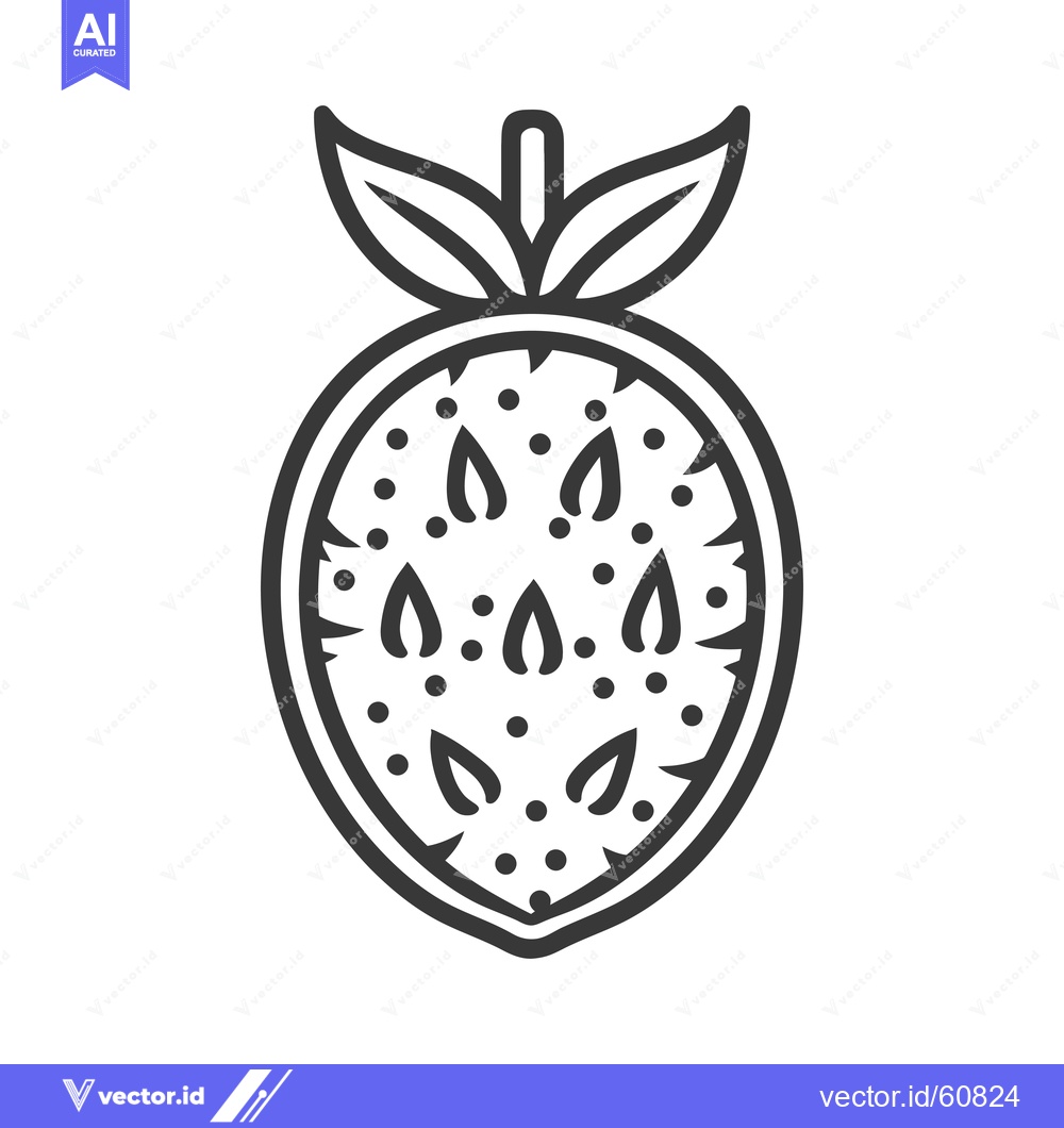 Premium Vector of Line drawing of a halved cacao fruit showing seeds