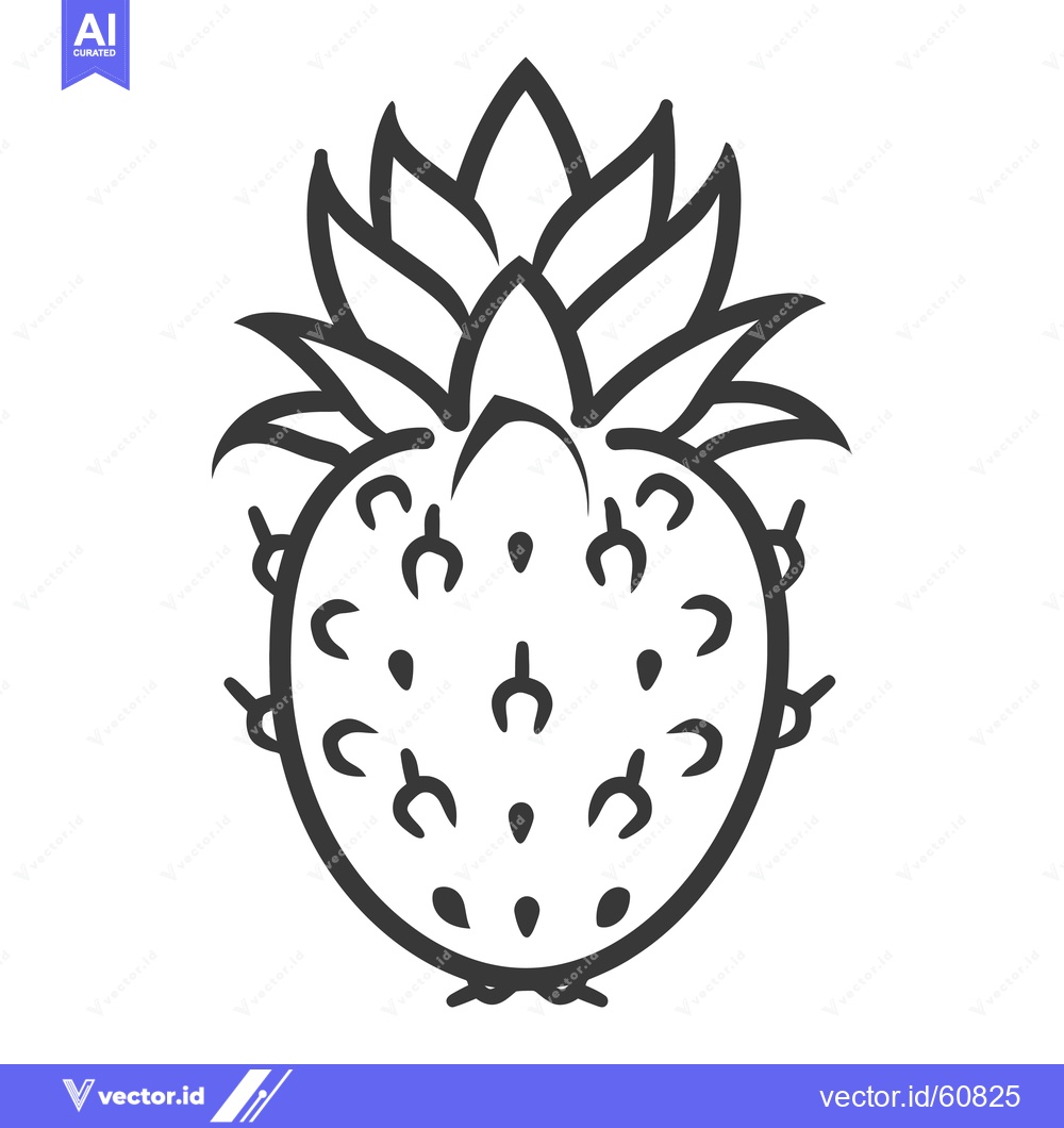 Premium Vector of Stylized Line Drawing Of A Pineapple Strawberry Hybrid
