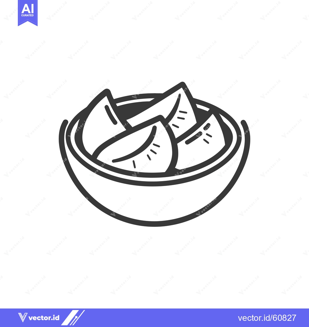 Premium Vector of Bowl of Delicious Crescent Shaped Dumplings