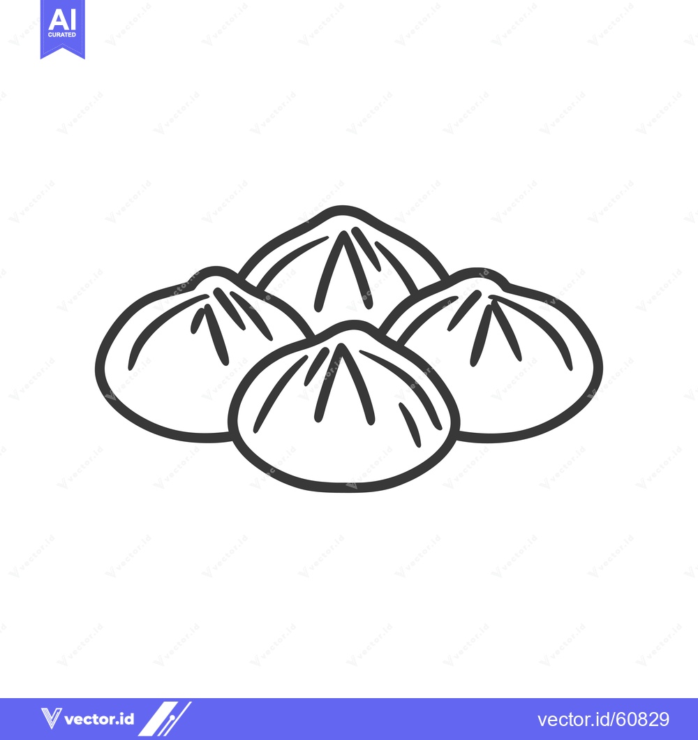 Premium Vector of A Simple Line Drawing Of Four Bao Buns