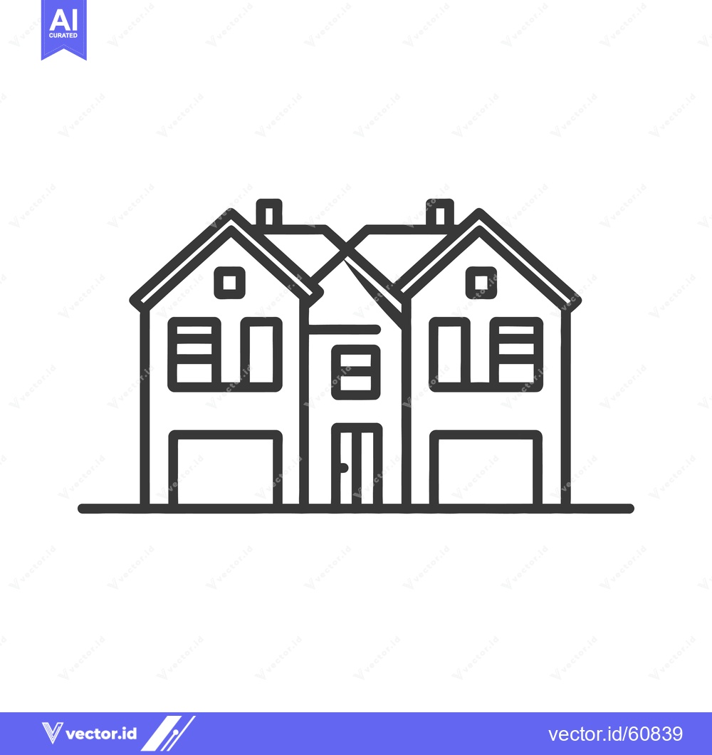 Premium Vector dari Line drawing of a double attached house