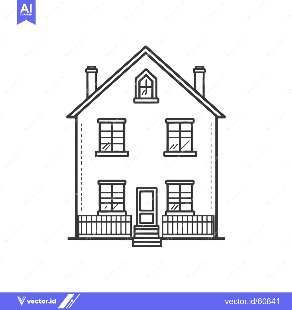 Premium Vector dari Simple Line Drawing Of A Two Story House