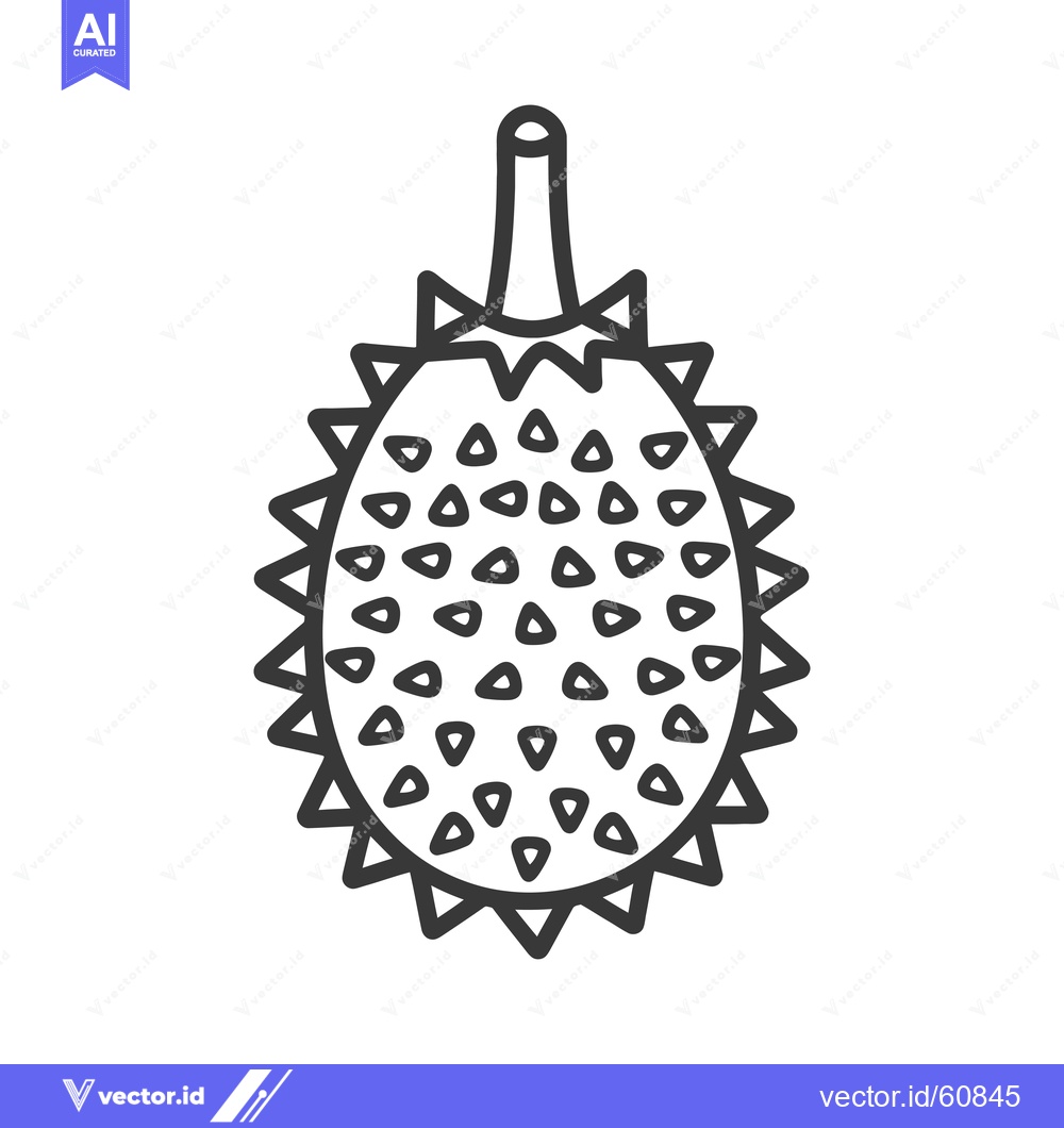 Premium Vector dari Line drawing of a spiky tropical fruit