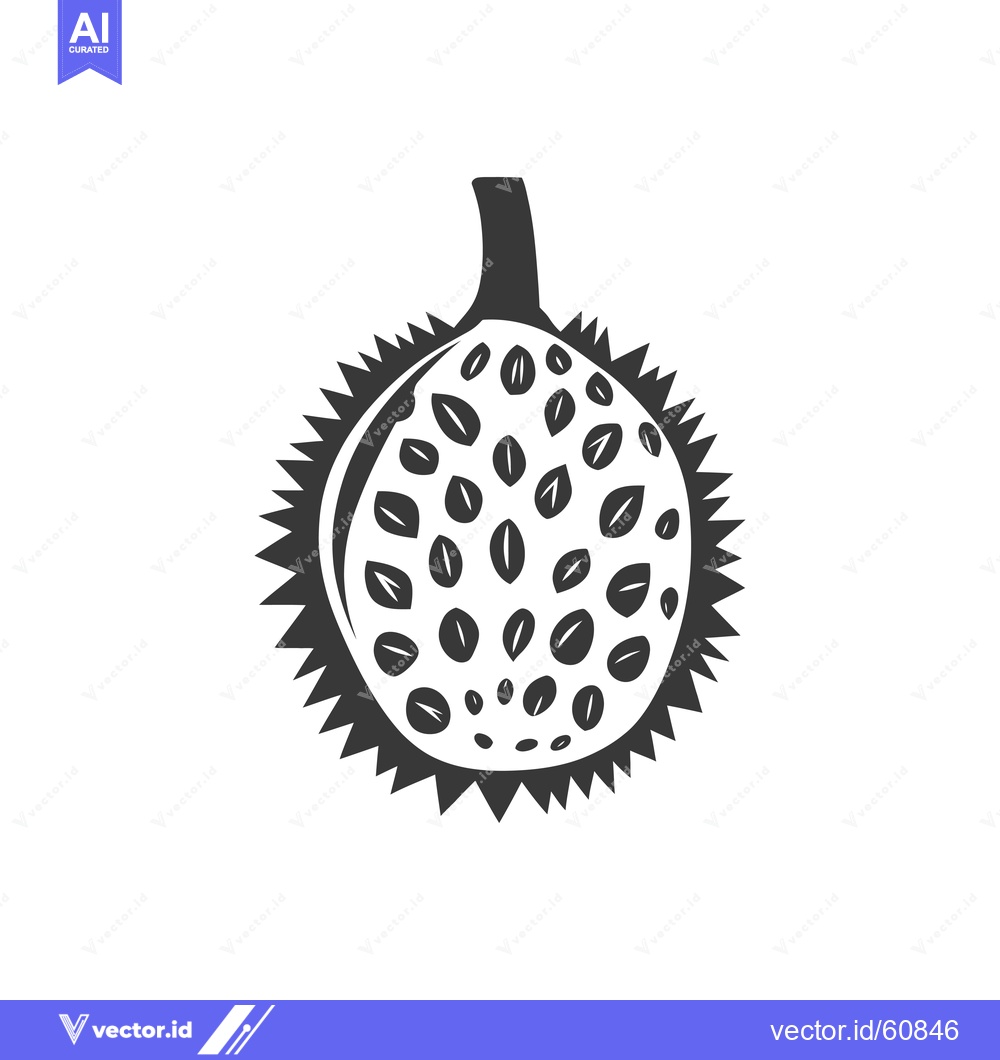 Premium Vector dari A stylized graphic illustration of a durian fruit